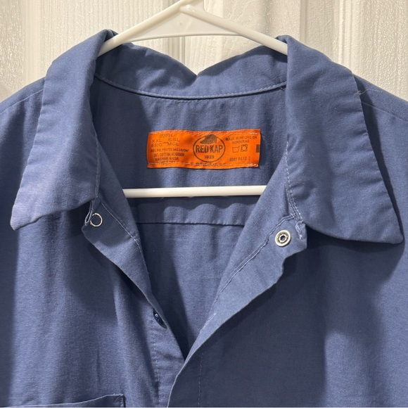 4/$15 RED KAP Industrial Work Blue Button Down Short Sleeve Shirt - Picture 2 of 4